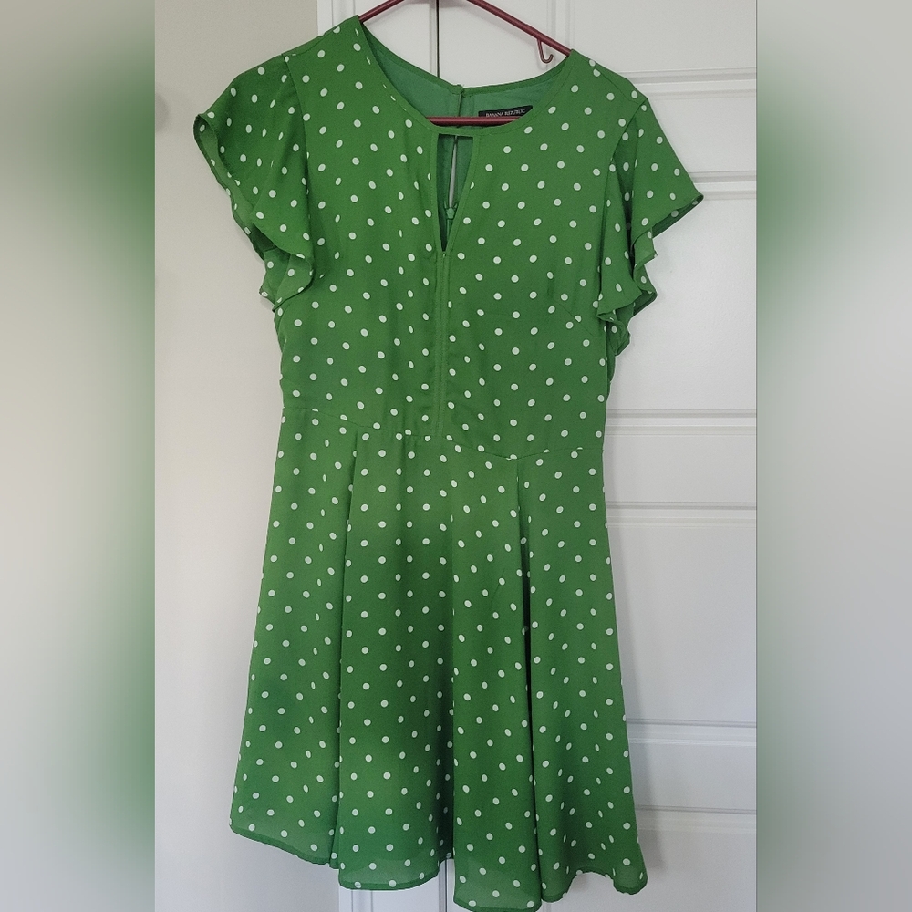 Banana Republic Green Polka Dot Dress